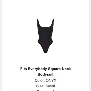 SKIMS NWT Fits Everybody Onyx Square-Neck Bodysuit black